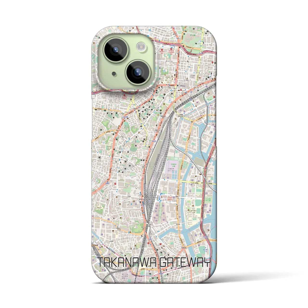 【高輪ゲートウェイ】地図柄iPhoneケース（バックカバータイプ・ナチュラル）iPhone 15 用