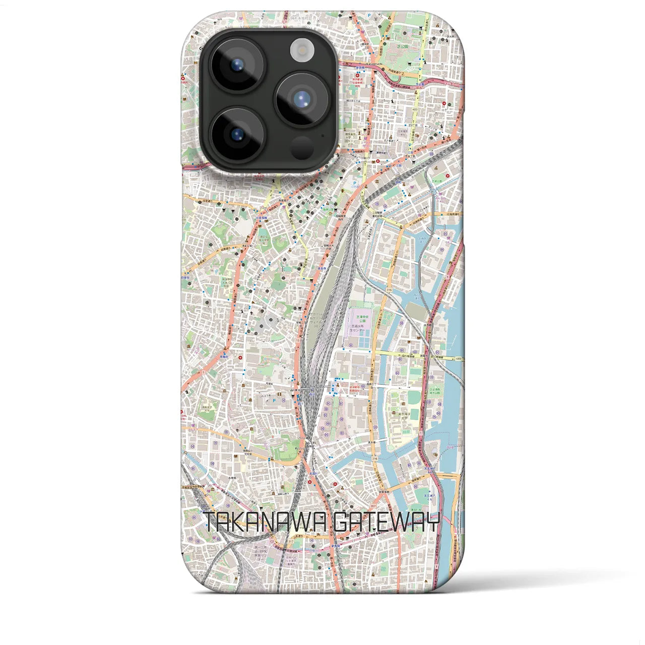 【高輪ゲートウェイ】地図柄iPhoneケース（バックカバータイプ・ナチュラル）iPhone 15 Pro Max 用