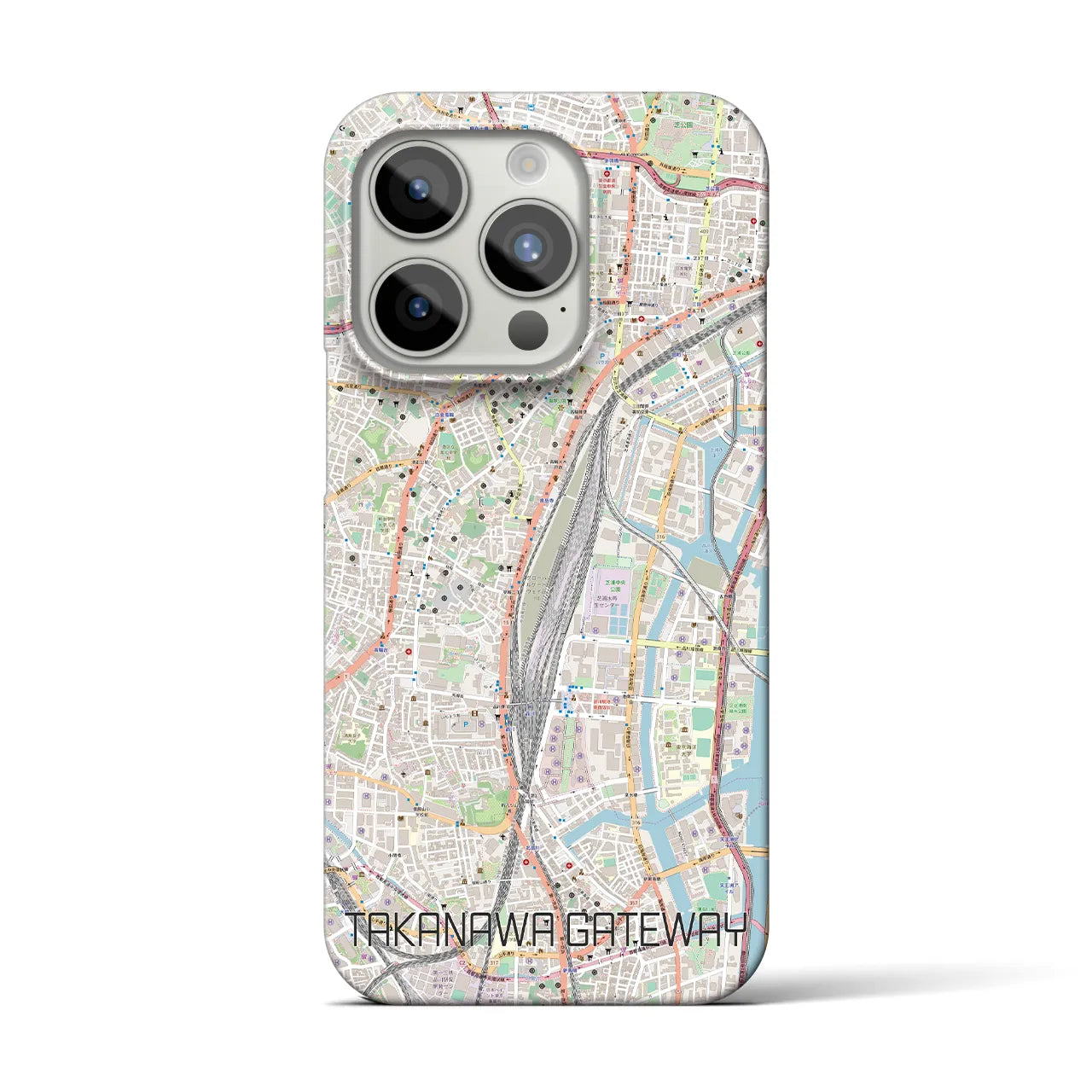 【高輪ゲートウェイ】地図柄iPhoneケース（バックカバータイプ・ナチュラル）iPhone 15 Pro 用