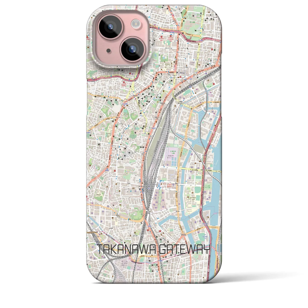 【高輪ゲートウェイ】地図柄iPhoneケース（バックカバータイプ・ナチュラル）iPhone 15 Plus 用