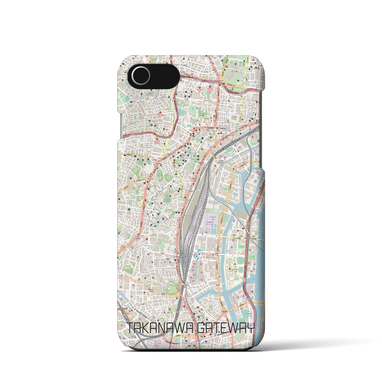 【高輪ゲートウェイ】地図柄iPhoneケース（バックカバータイプ・ナチュラル）iPhone SE（第3 / 第2世代） / 8 / 7 / 6s / 6 用