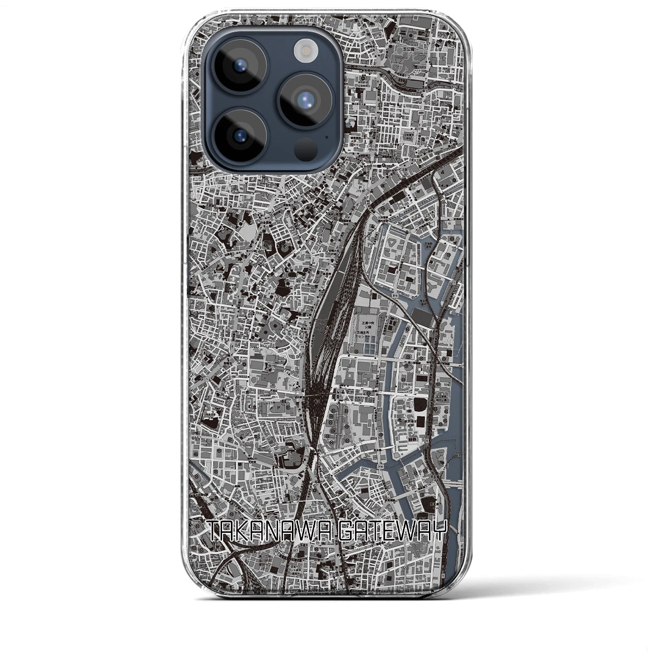 【高輪ゲートウェイ】地図柄iPhoneケース（クリアタイプ・モノトーン）iPhone 15 Pro Max 用