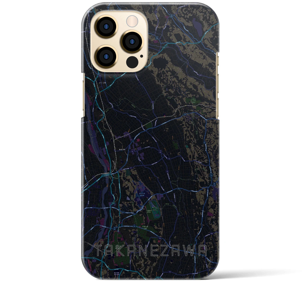 【高根沢】地図柄iPhoneケース（バックカバータイプ・ブラック）iPhone 12 Pro Max 用