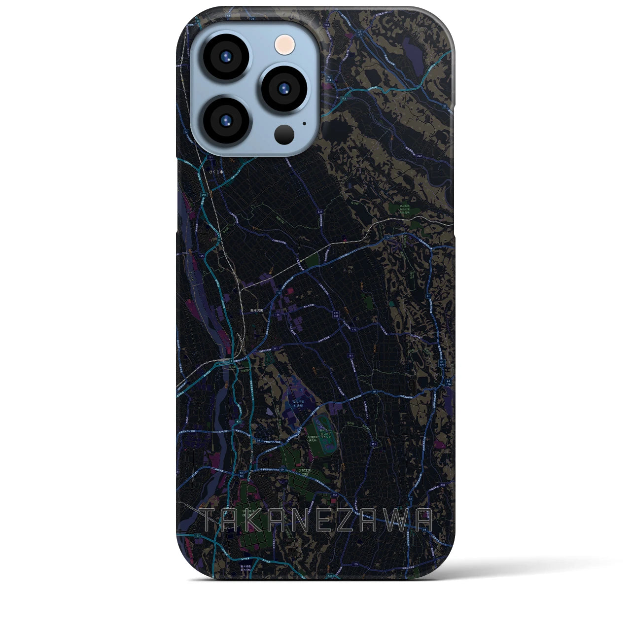【高根沢】地図柄iPhoneケース（バックカバータイプ・ブラック）iPhone 13 Pro Max 用