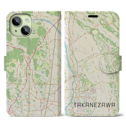 【高根沢（栃木県）】地図柄iPhoneケース（手帳タイプ）ナチュラル・iPhone 15 用