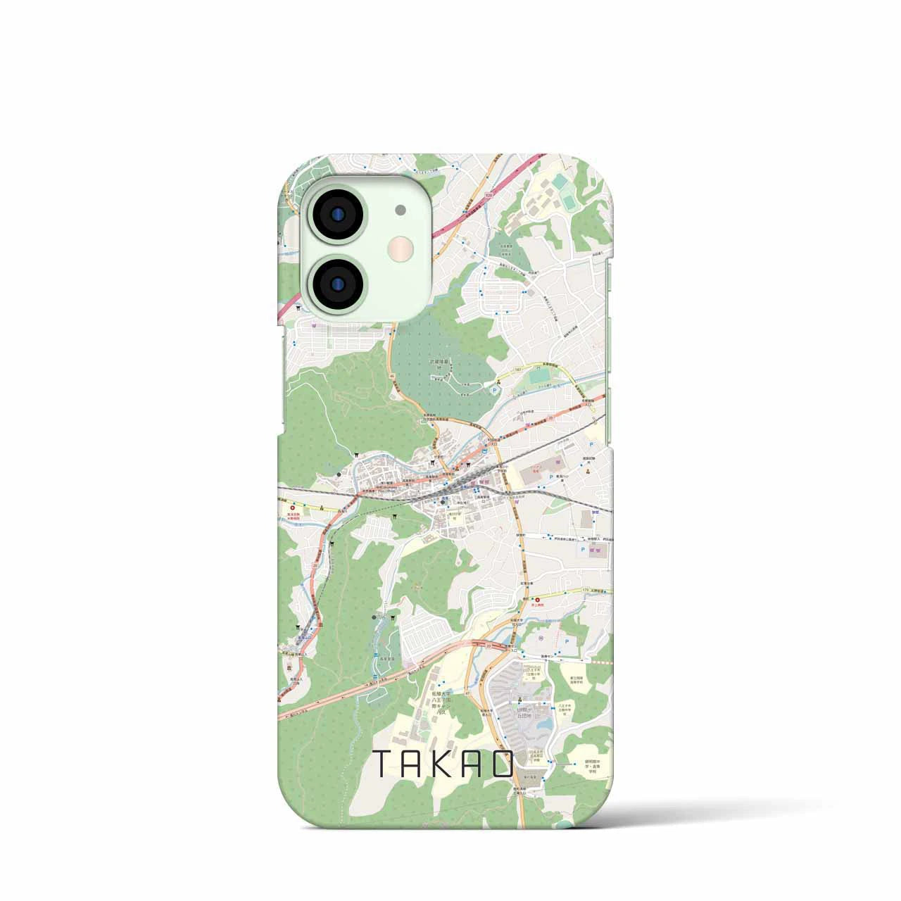 【高尾】地図柄iPhoneケース（バックカバータイプ・ナチュラル）iPhone 12 mini 用