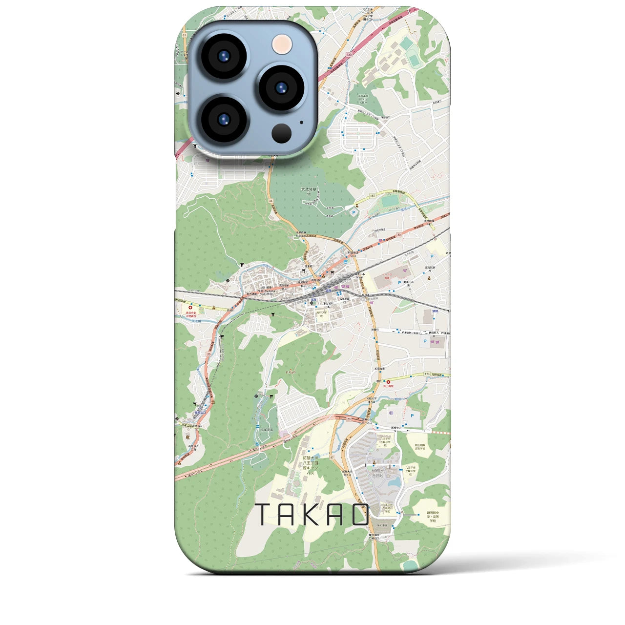 【高尾】地図柄iPhoneケース（バックカバータイプ・ナチュラル）iPhone 13 Pro Max 用