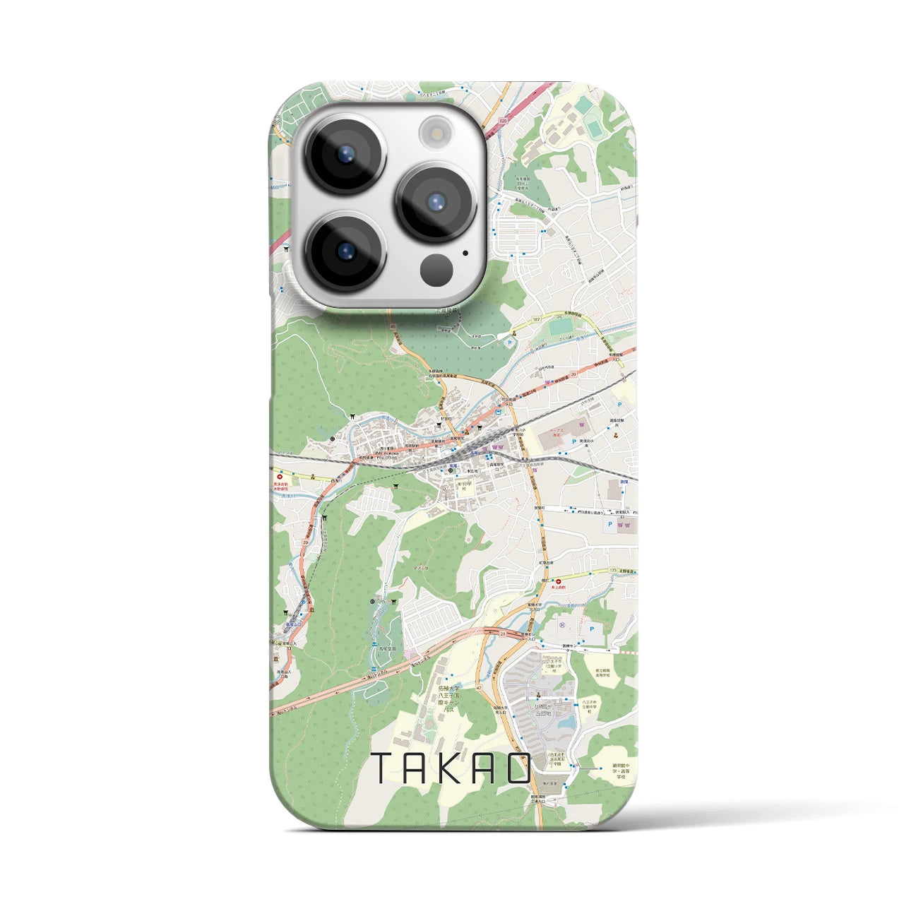 【高尾】地図柄iPhoneケース（バックカバータイプ・ナチュラル）iPhone 14 Pro 用