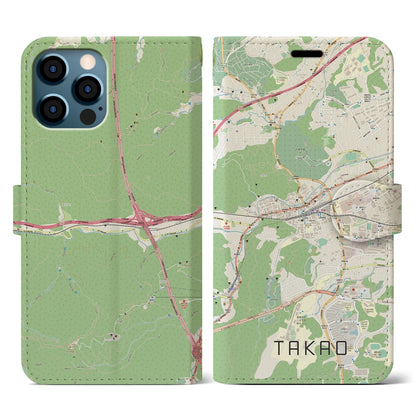 【高尾（東京都）】地図柄iPhoneケース（手帳タイプ）ナチュラル・iPhone 12 / 12 Pro 用