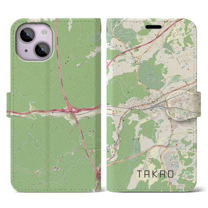【高尾（東京都）】地図柄iPhoneケース（手帳タイプ）ナチュラル・iPhone 14 用