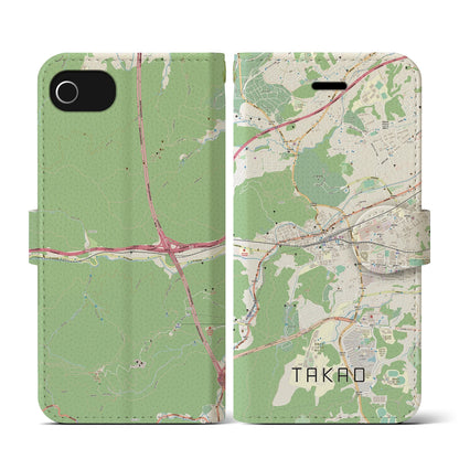 【高尾（東京都）】地図柄iPhoneケース（手帳タイプ）ナチュラル・iPhone SE（第3 / 第2世代） / 8 / 7 / 6s / 6 用