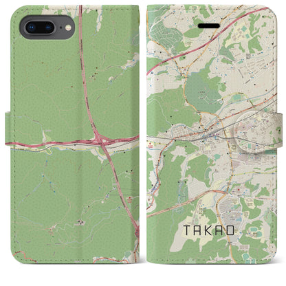 【高尾（東京都）】地図柄iPhoneケース（手帳タイプ）ナチュラル・iPhone 8Plus /7Plus / 6sPlus / 6Plus 用
