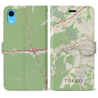 【高尾（東京都）】地図柄iPhoneケース（手帳タイプ）ナチュラル・iPhone XR 用