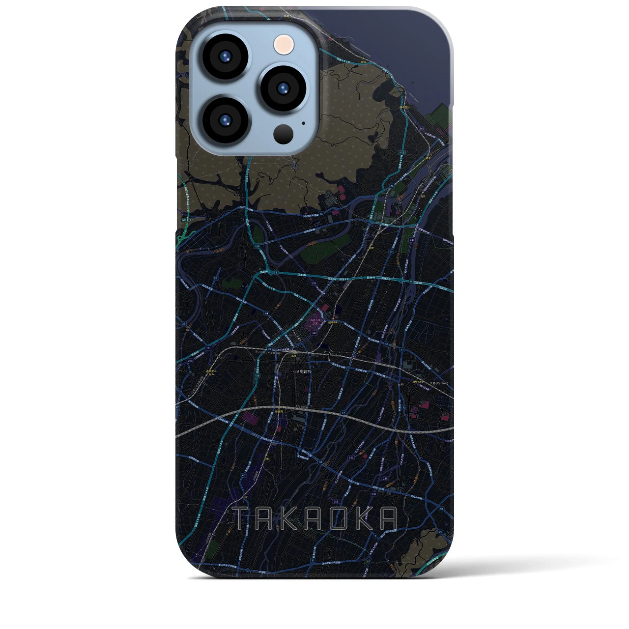 【高岡】地図柄iPhoneケース（バックカバータイプ・ブラック）iPhone 13 Pro Max 用