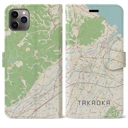 【高岡（富山県）】地図柄iPhoneケース（手帳タイプ）ナチュラル・iPhone 11 Pro Max 用