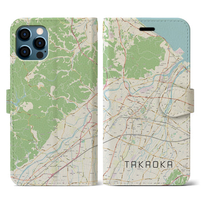 【高岡（富山県）】地図柄iPhoneケース（手帳タイプ）ナチュラル・iPhone 12 / 12 Pro 用