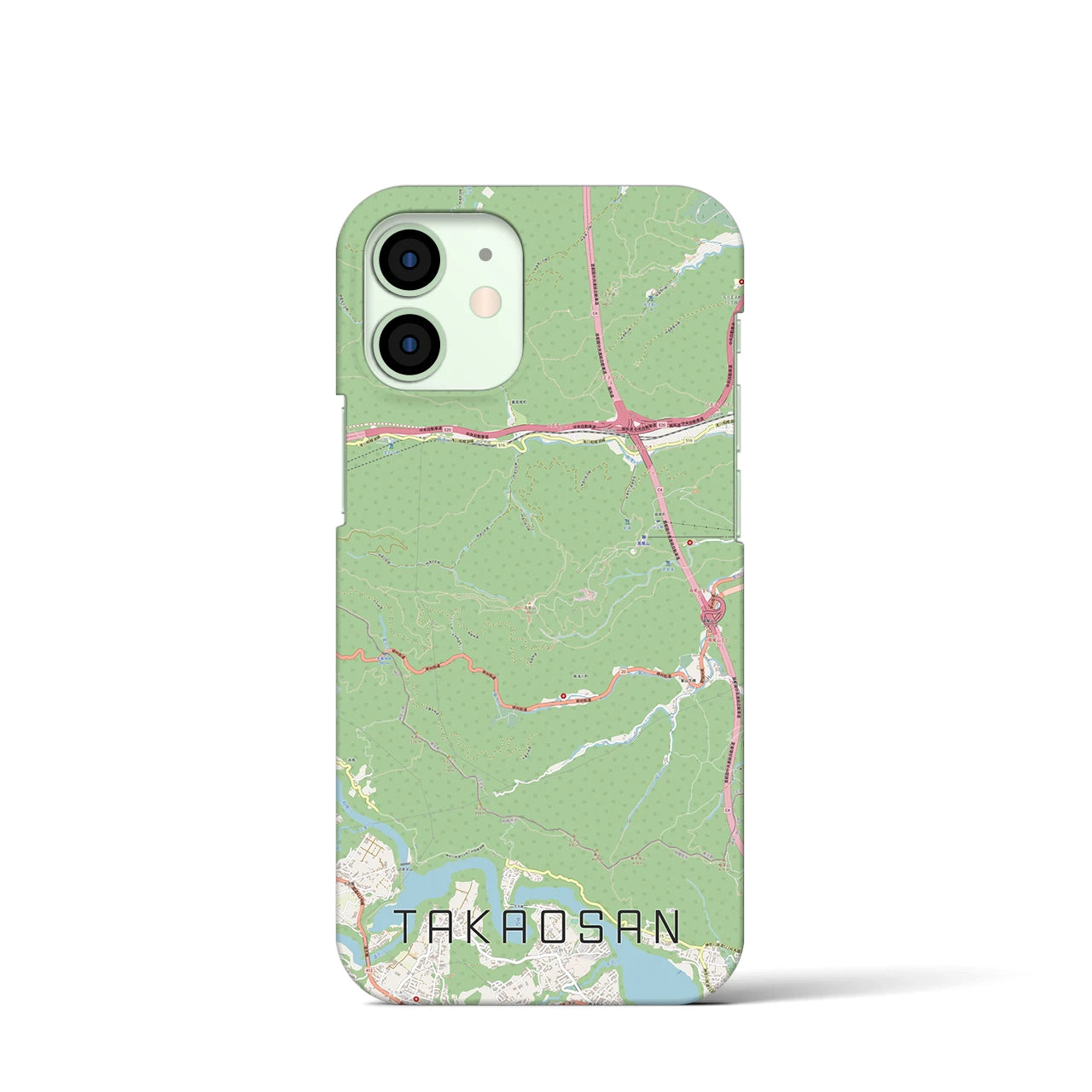 【高尾山】地図柄iPhoneケース（バックカバータイプ・ナチュラル）iPhone 12 mini 用
