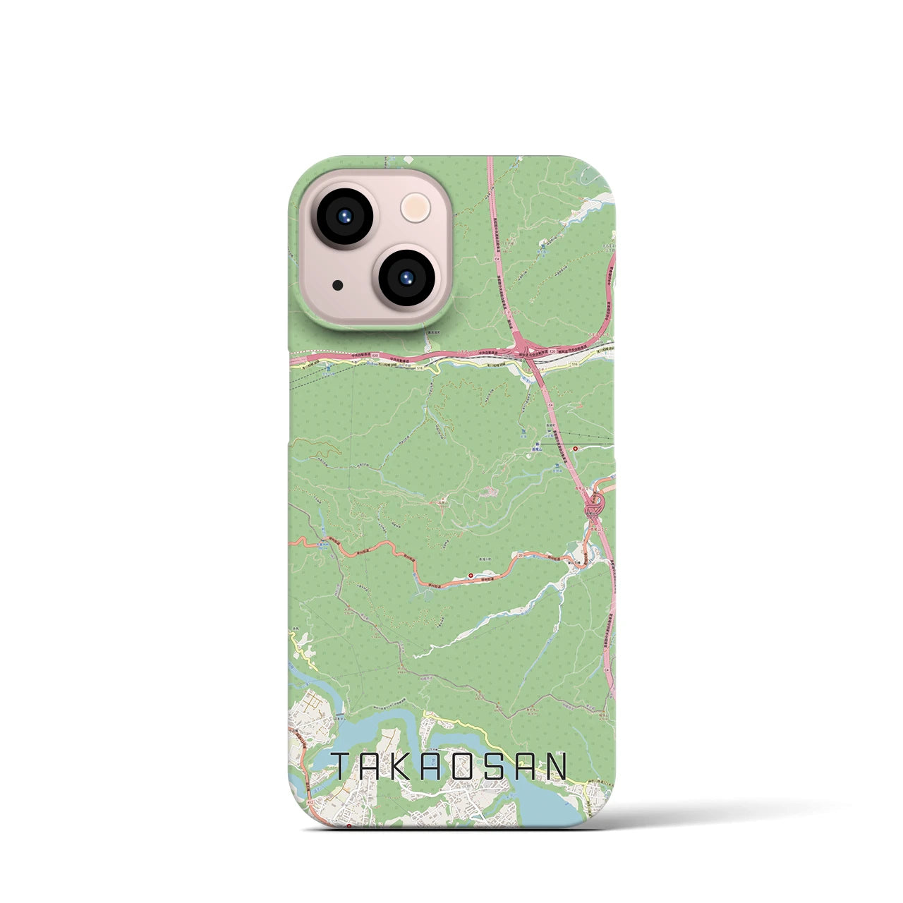 【高尾山】地図柄iPhoneケース（バックカバータイプ・ナチュラル）iPhone 13 mini 用