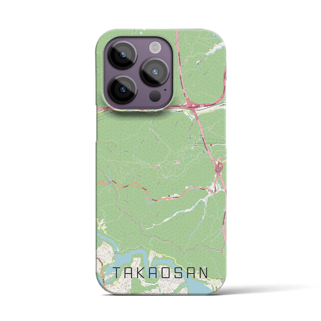 【高尾山】地図柄iPhoneケース（バックカバータイプ・ナチュラル）iPhone 14 Pro 用