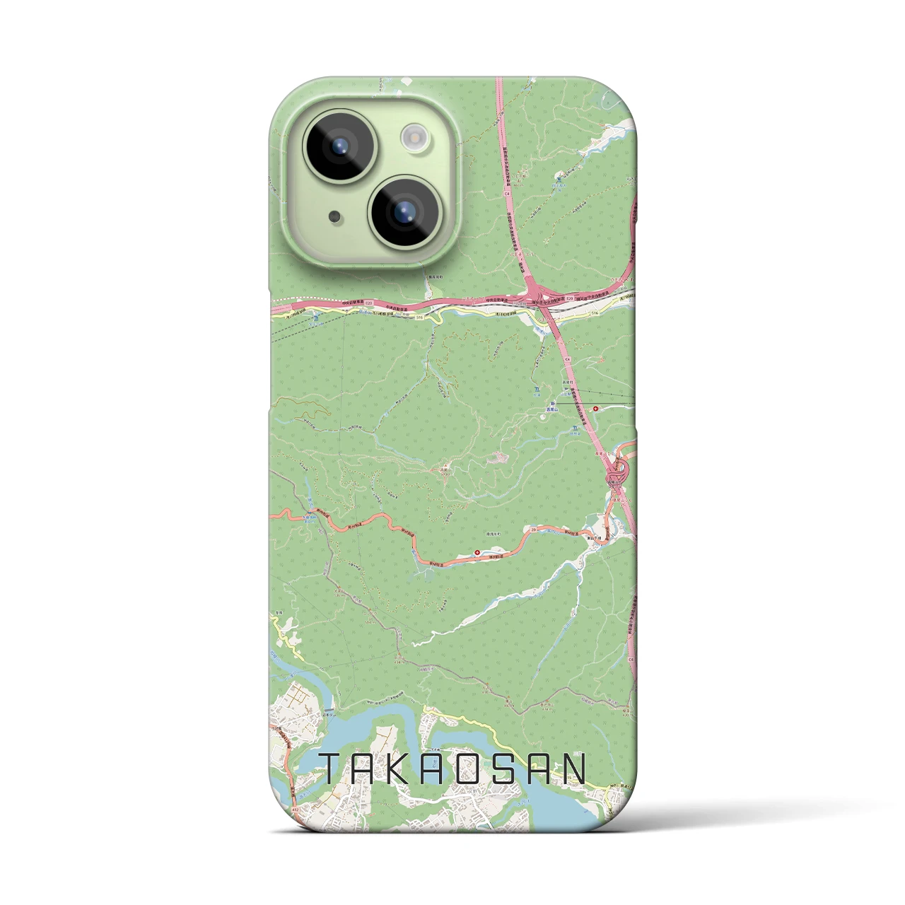 【高尾山】地図柄iPhoneケース（バックカバータイプ・ナチュラル）iPhone 15 用