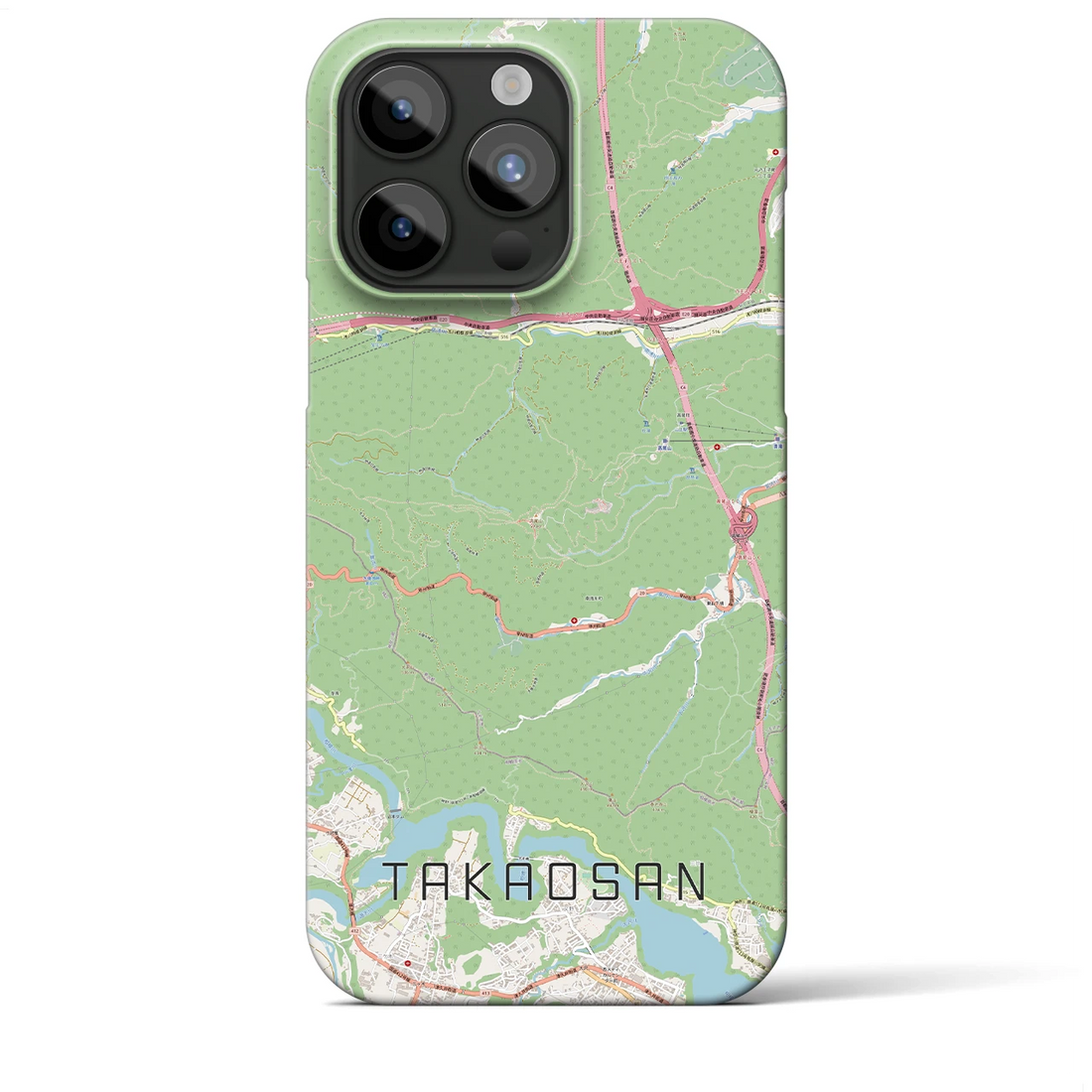 【高尾山】地図柄iPhoneケース（バックカバータイプ・ナチュラル）iPhone 15 Pro Max 用