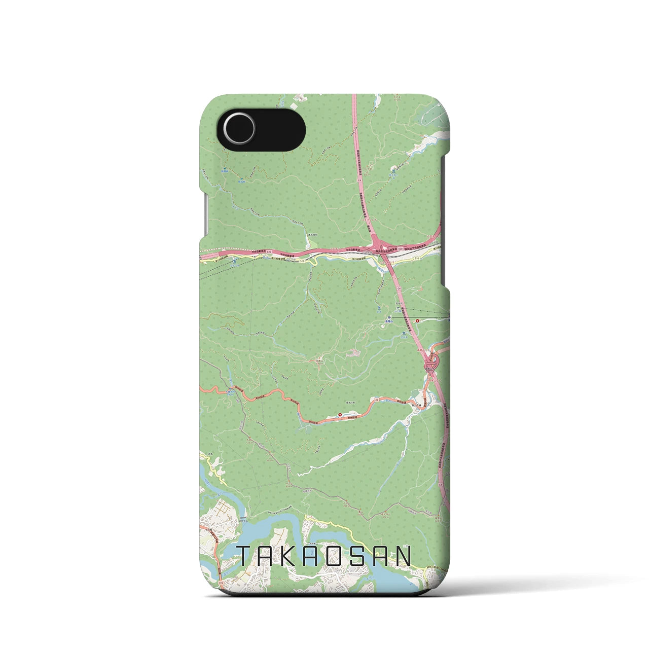 【高尾山】地図柄iPhoneケース（バックカバータイプ・ナチュラル）iPhone SE（第3 / 第2世代） / 8 / 7 / 6s / 6 用