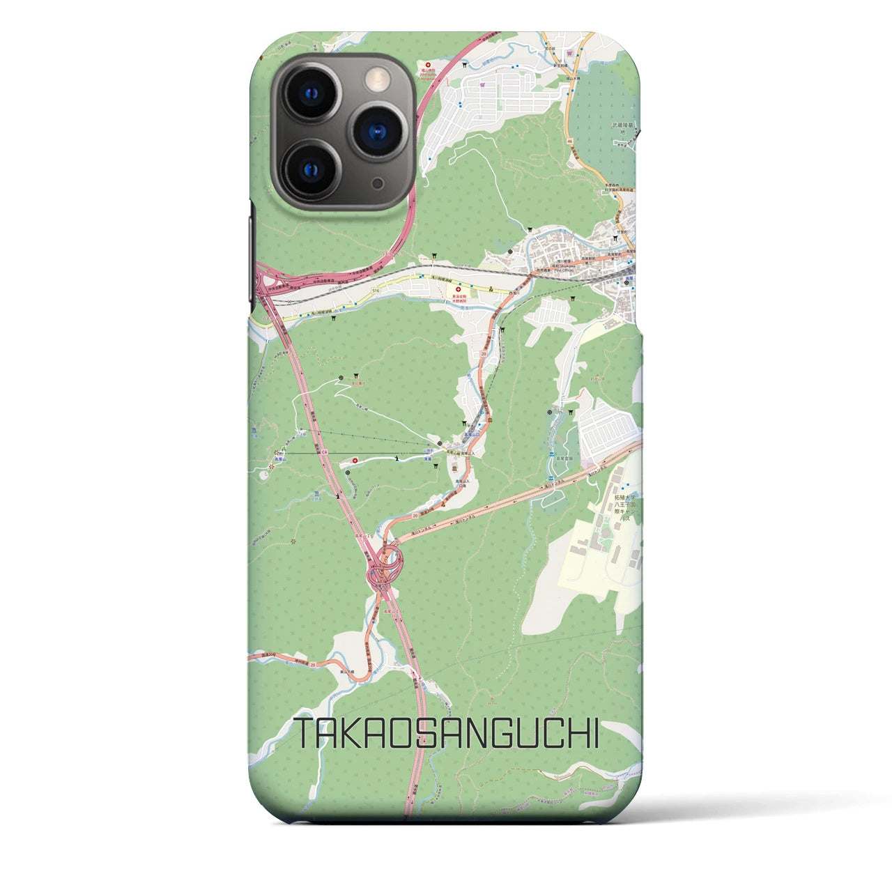 【高尾山口】地図柄iPhoneケース（バックカバータイプ・ナチュラル）iPhone 11 Pro Max 用