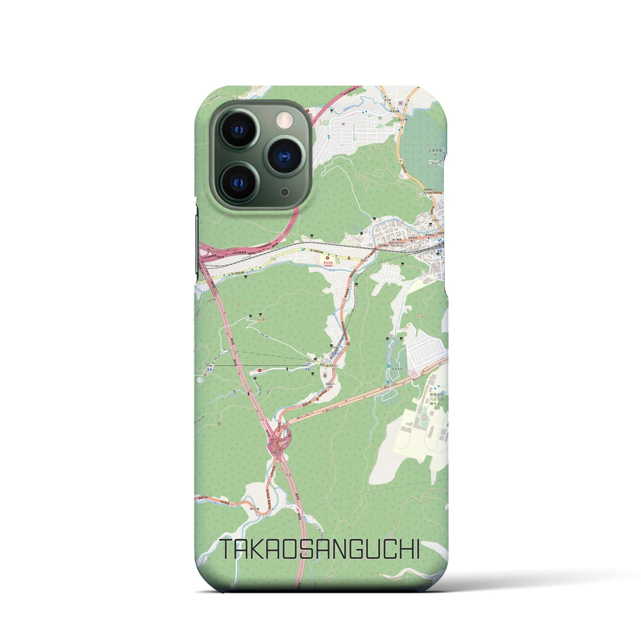 【高尾山口】地図柄iPhoneケース（バックカバータイプ・ナチュラル）iPhone 11 Pro 用