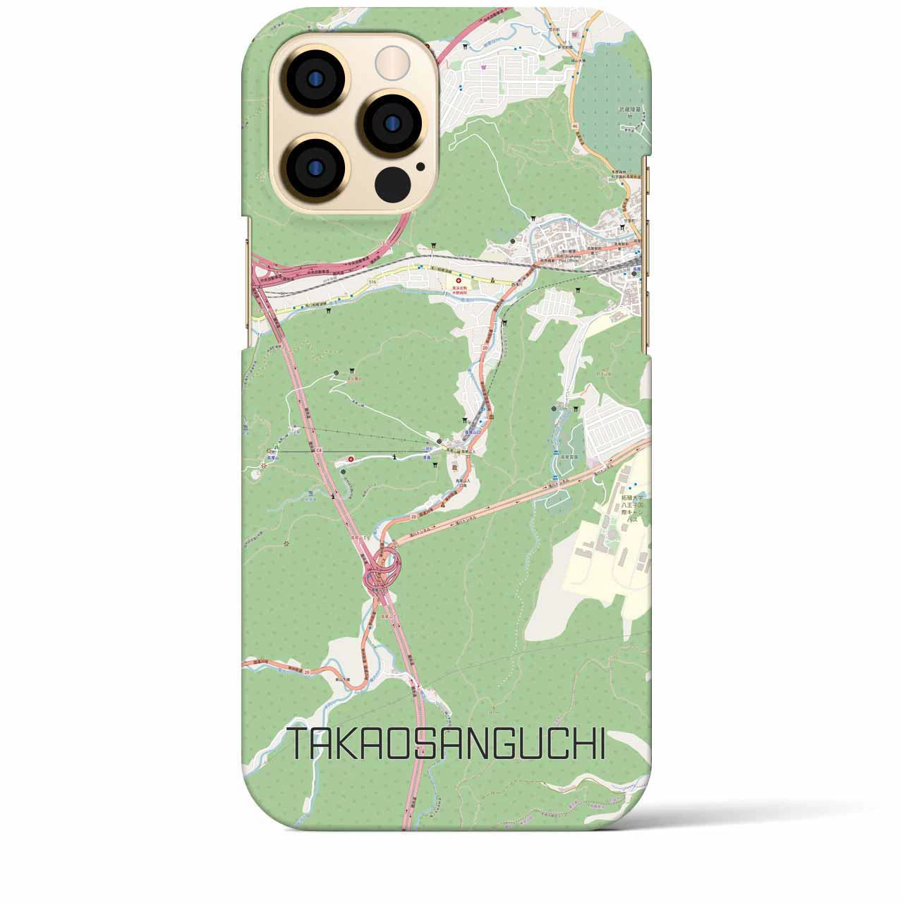 【高尾山口】地図柄iPhoneケース（バックカバータイプ・ナチュラル）iPhone 12 Pro Max 用