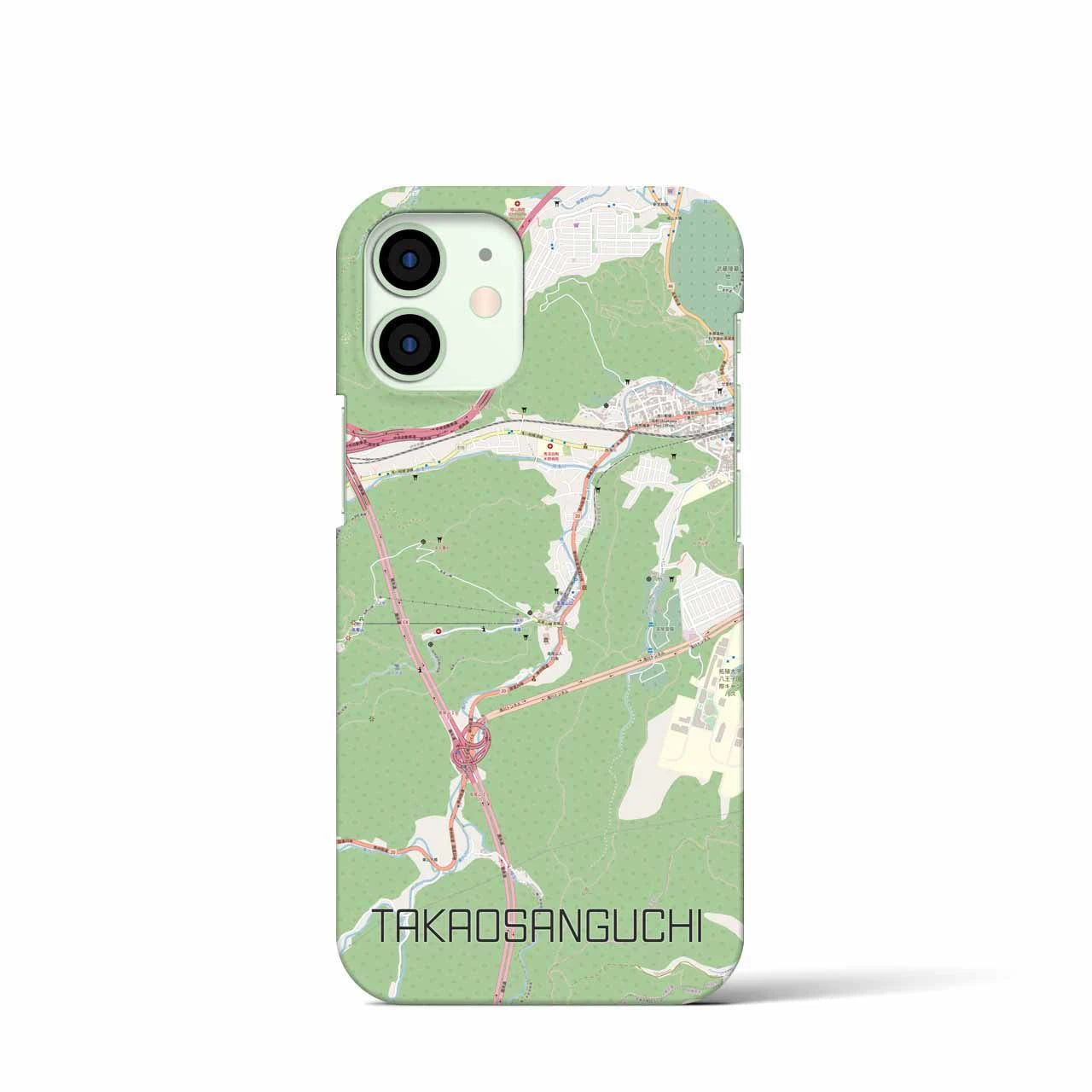 【高尾山口】地図柄iPhoneケース（バックカバータイプ・ナチュラル）iPhone 12 mini 用