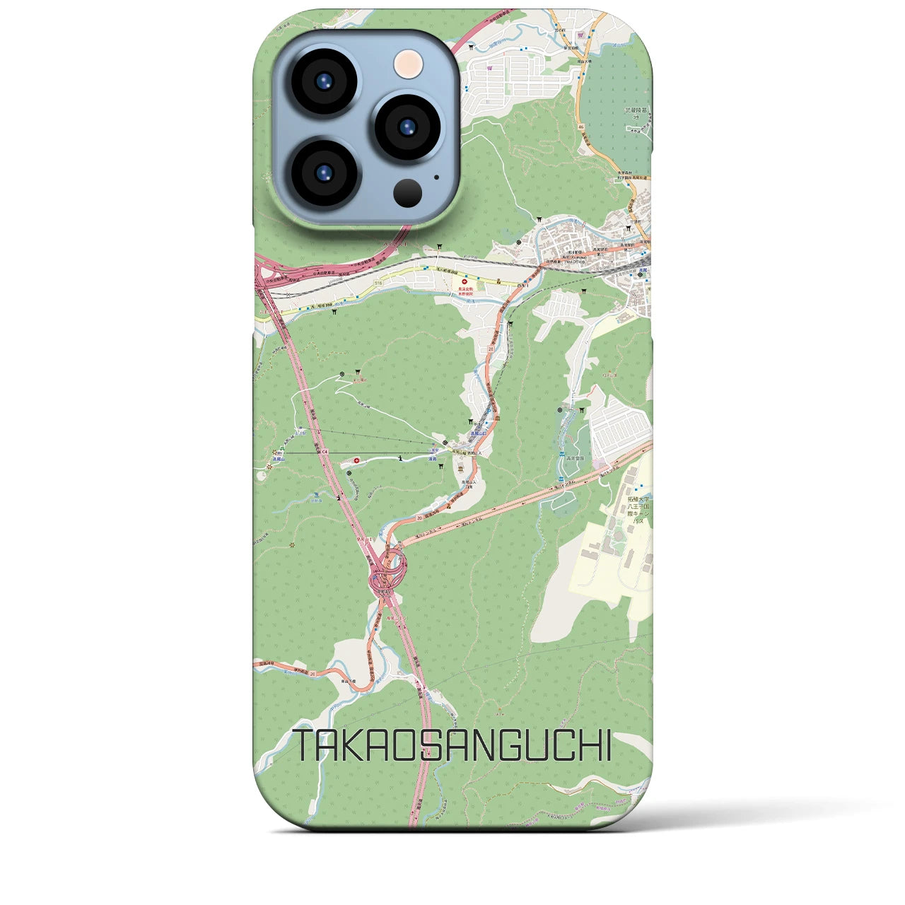 【高尾山口】地図柄iPhoneケース（バックカバータイプ・ナチュラル）iPhone 13 Pro Max 用