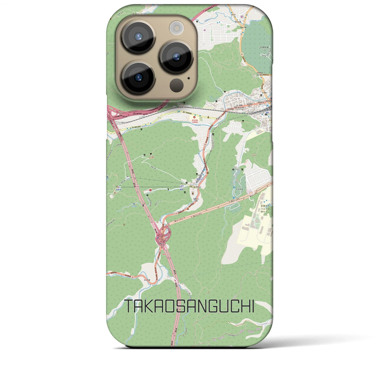 【高尾山口】地図柄iPhoneケース（バックカバータイプ・ナチュラル）iPhone 14 Pro Max 用