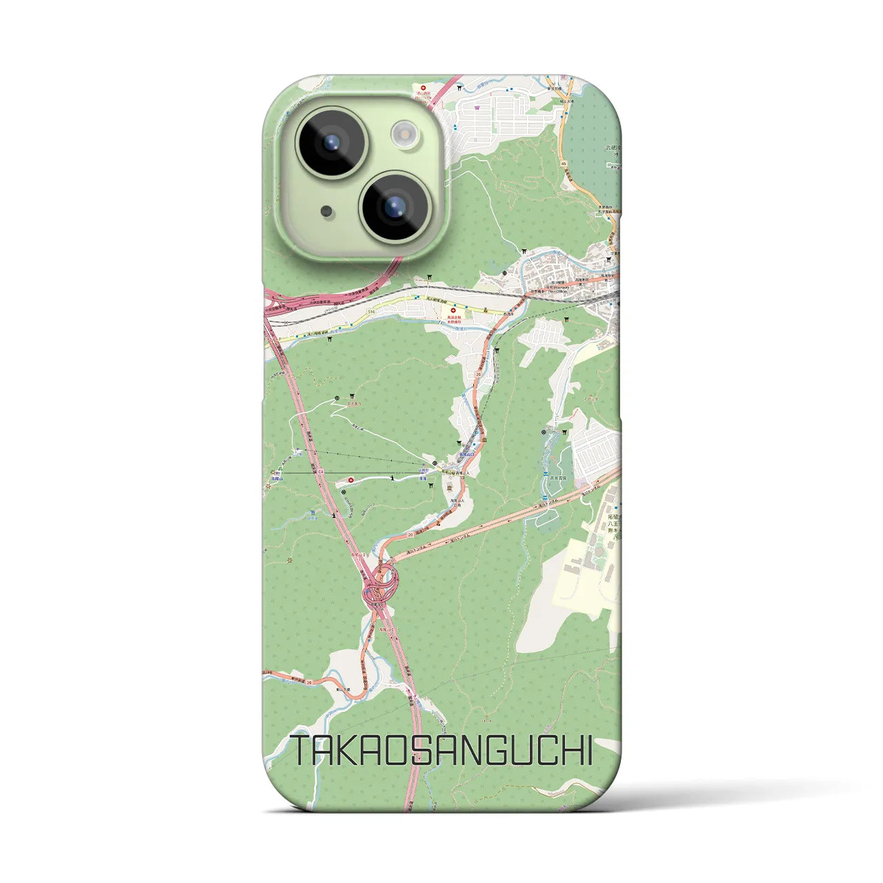 【高尾山口】地図柄iPhoneケース（バックカバータイプ・ナチュラル）iPhone 15 用