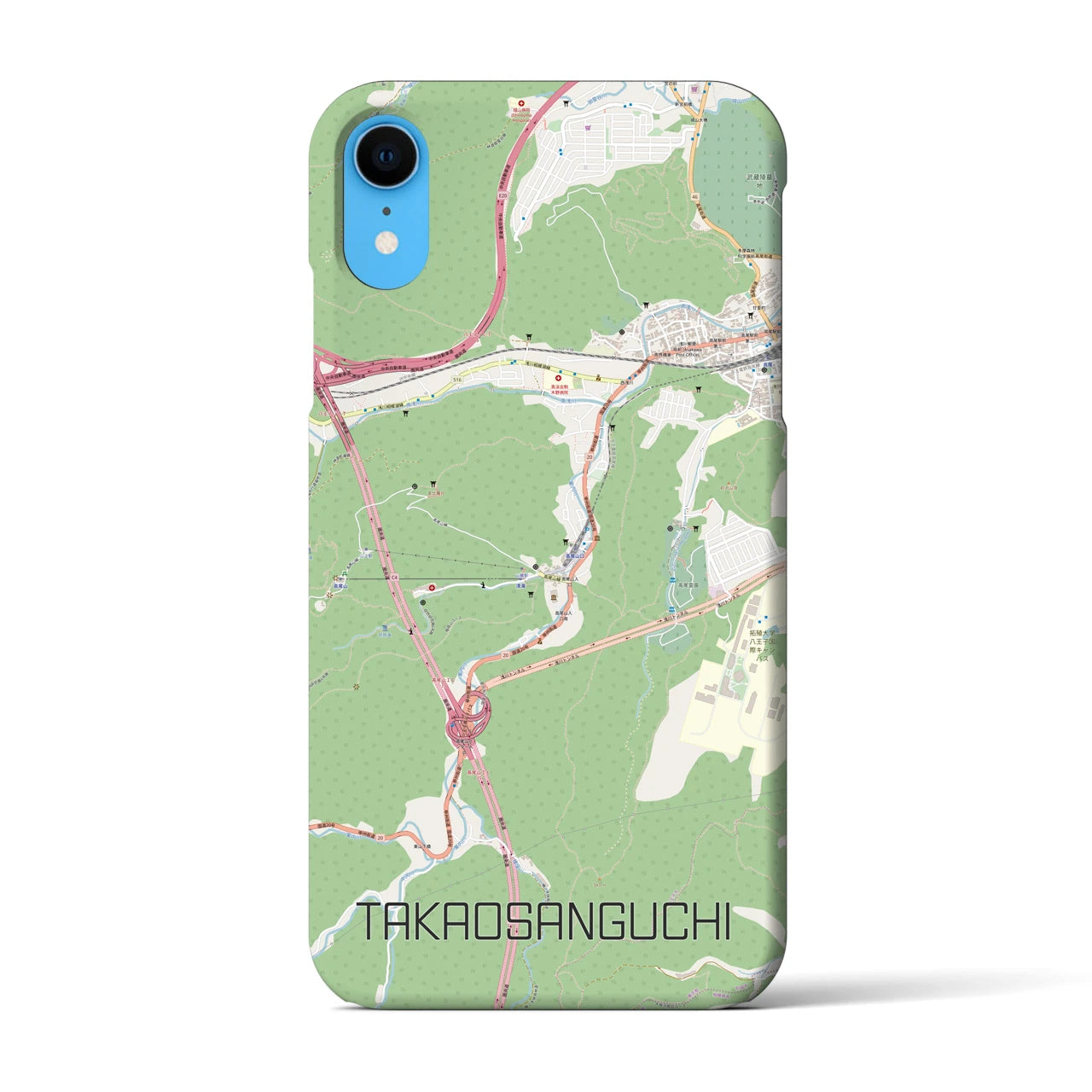 【高尾山口】地図柄iPhoneケース（バックカバータイプ・ナチュラル）iPhone XR 用