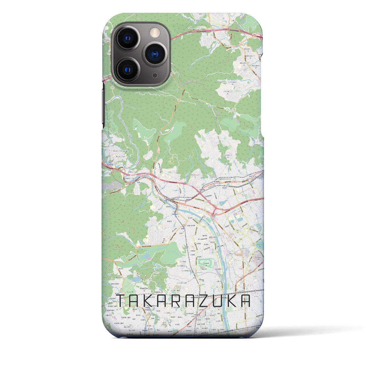 【宝塚】地図柄iPhoneケース（バックカバータイプ・ナチュラル）iPhone 11 Pro Max 用