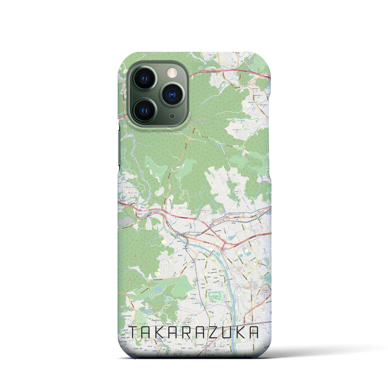 【宝塚】地図柄iPhoneケース（バックカバータイプ・ナチュラル）iPhone 11 Pro 用