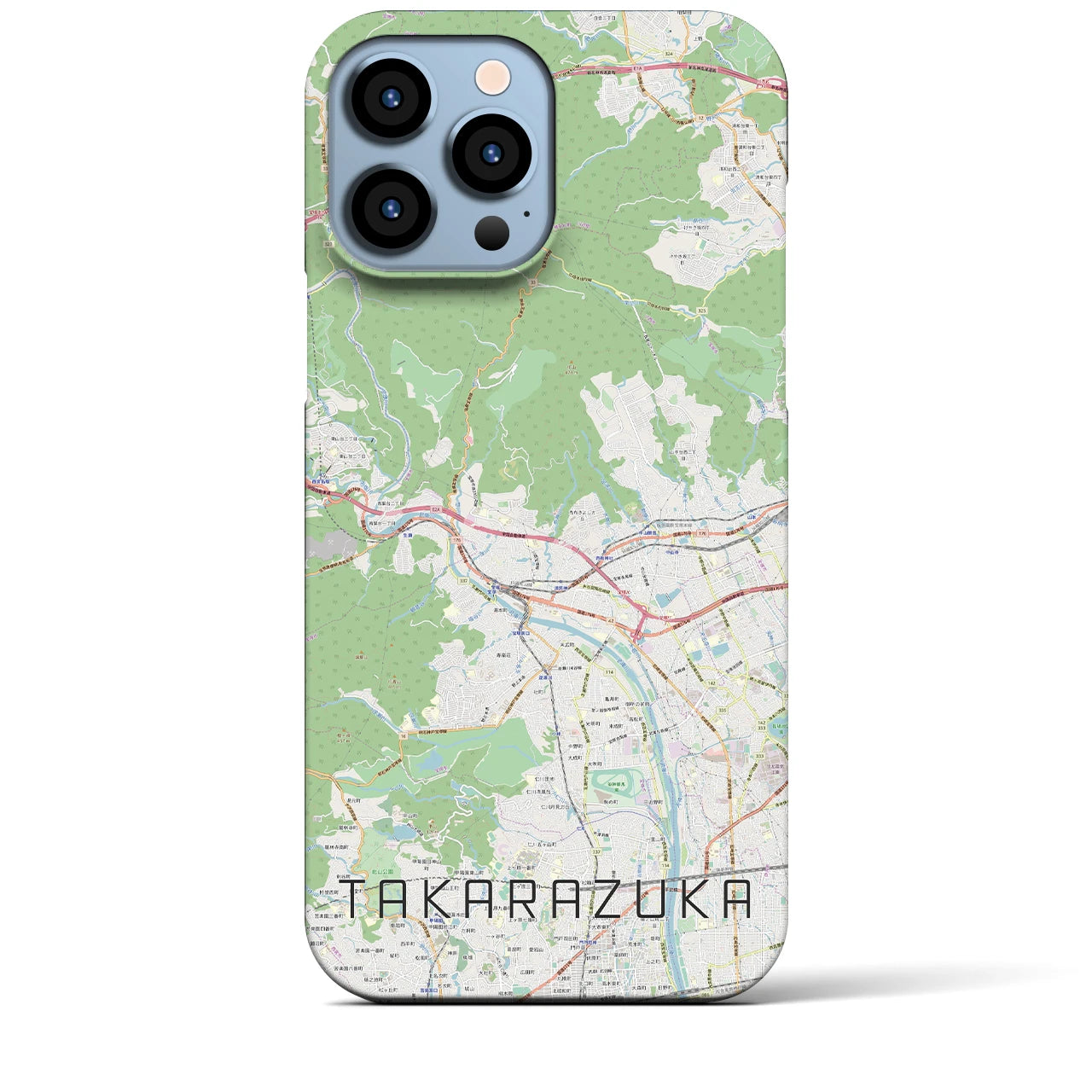 【宝塚】地図柄iPhoneケース（バックカバータイプ・ナチュラル）iPhone 13 Pro Max 用