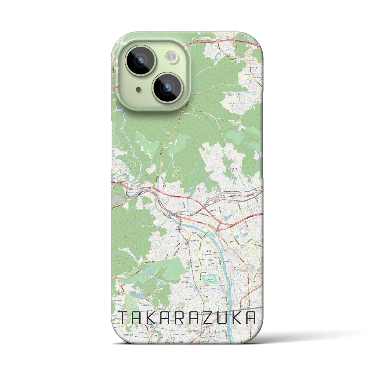 【宝塚】地図柄iPhoneケース（バックカバータイプ・ナチュラル）iPhone 15 用