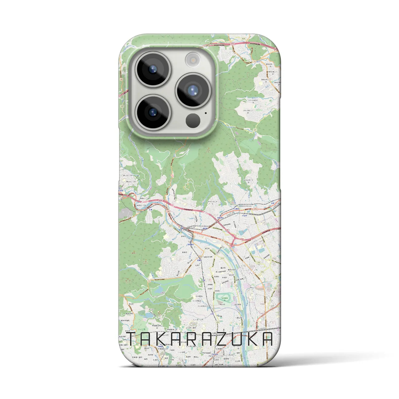 【宝塚】地図柄iPhoneケース（バックカバータイプ・ナチュラル）iPhone 15 Pro 用