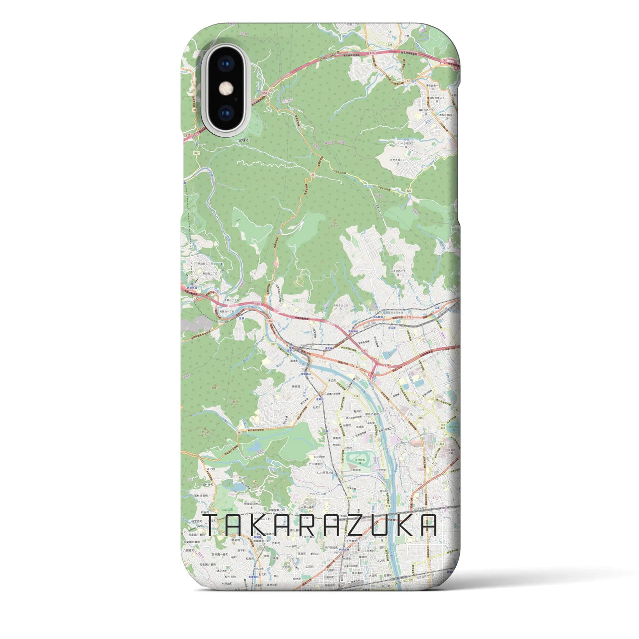 【宝塚】地図柄iPhoneケース（バックカバータイプ・ナチュラル）iPhone XS Max 用