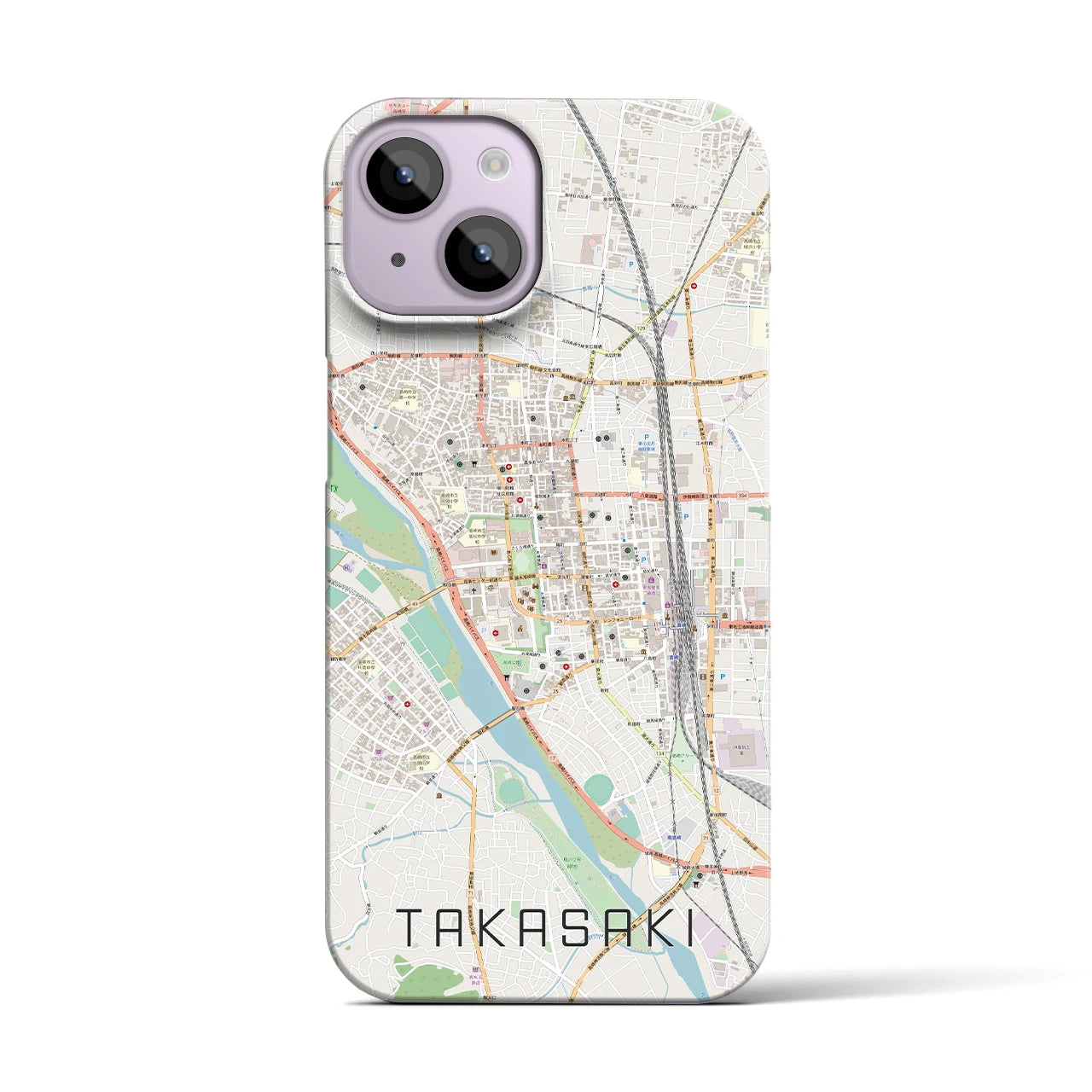 【高崎】地図柄iPhoneケース（バックカバータイプ・ナチュラル）iPhone 14 用
