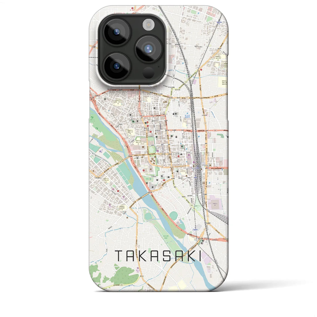 【高崎】地図柄iPhoneケース（バックカバータイプ・ナチュラル）iPhone 15 Pro Max 用