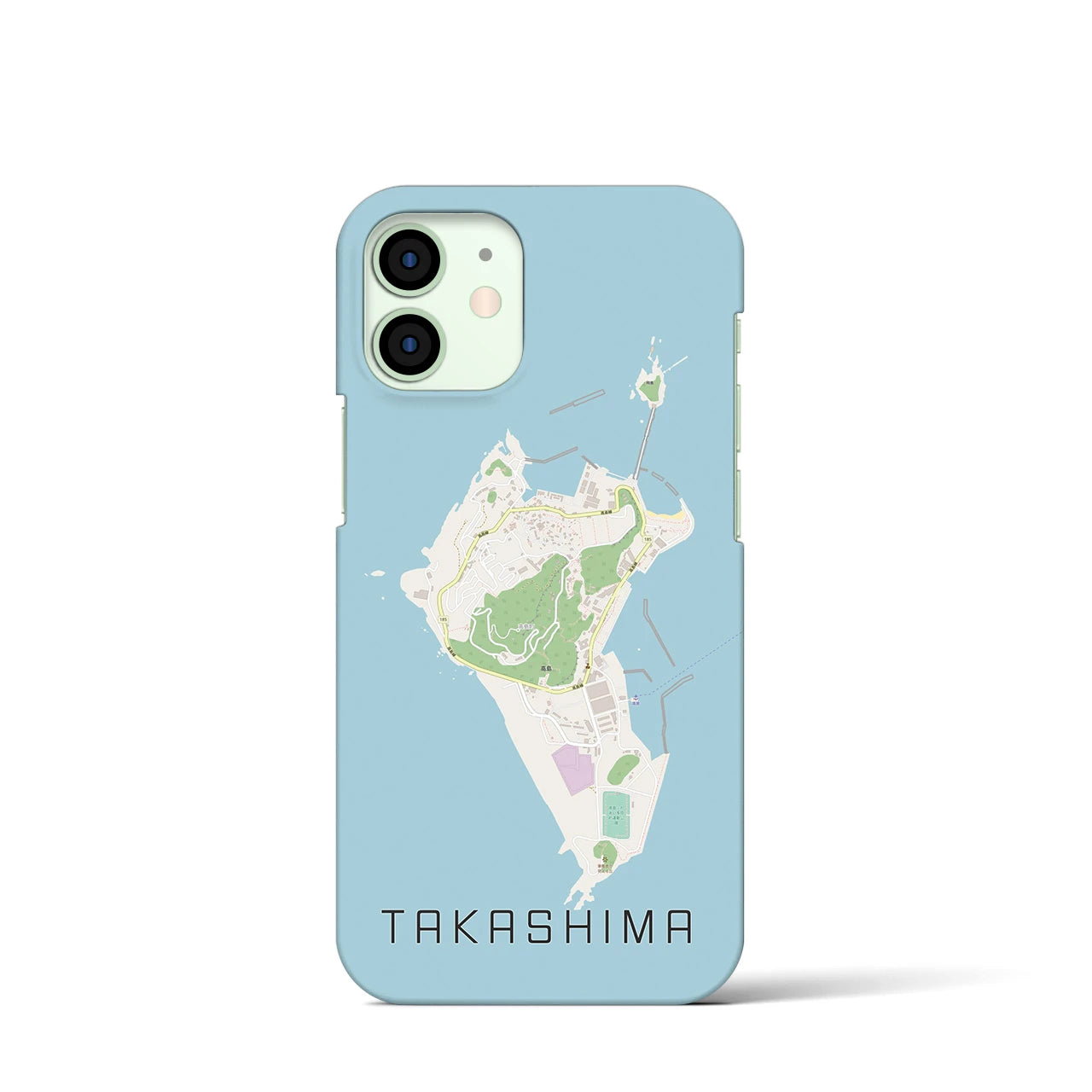 【高島（長崎県）】地図柄iPhoneケース（バックカバータイプ・ナチュラル）iPhone 12 mini 用