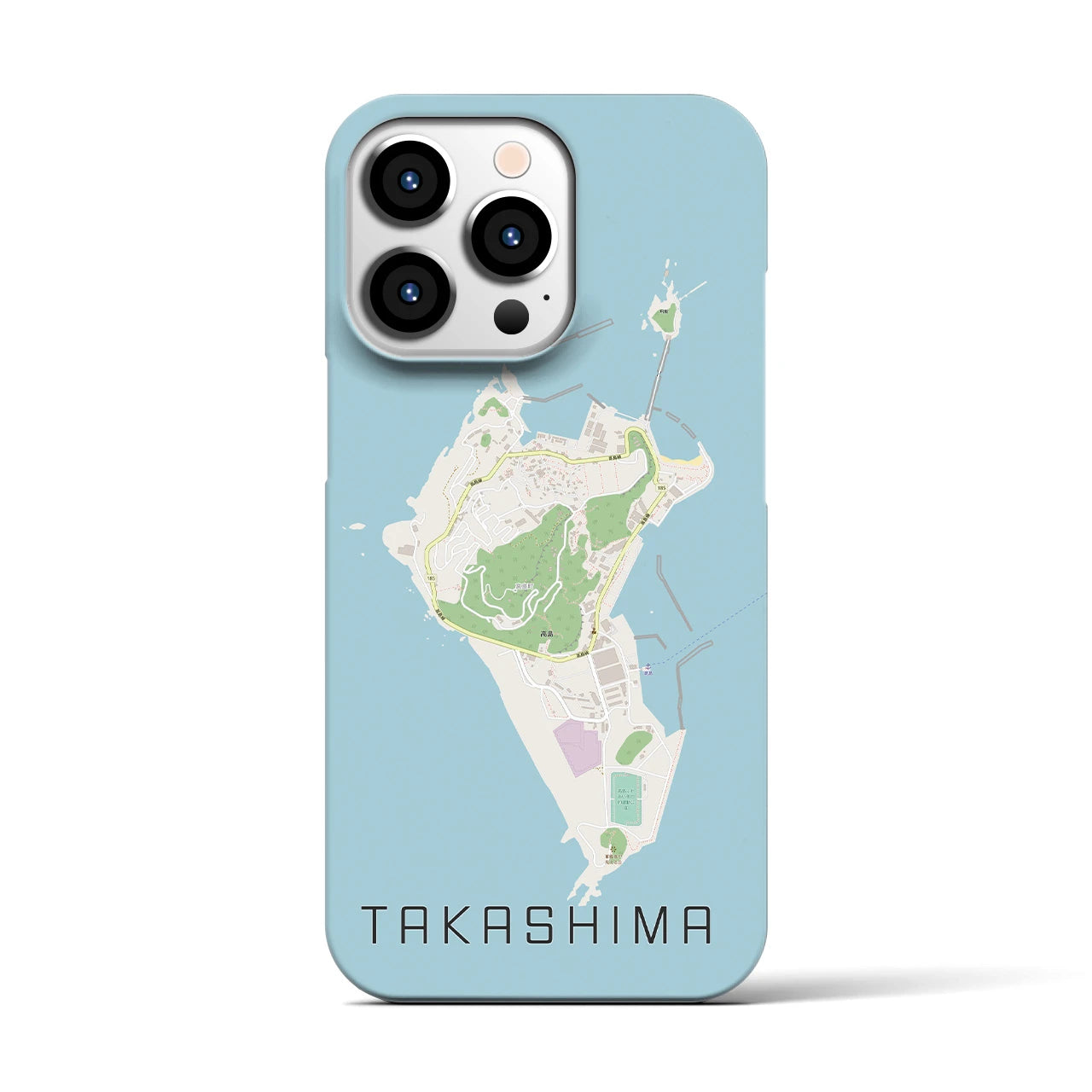 【高島（長崎県）】地図柄iPhoneケース（バックカバータイプ・ナチュラル）iPhone 13 Pro 用