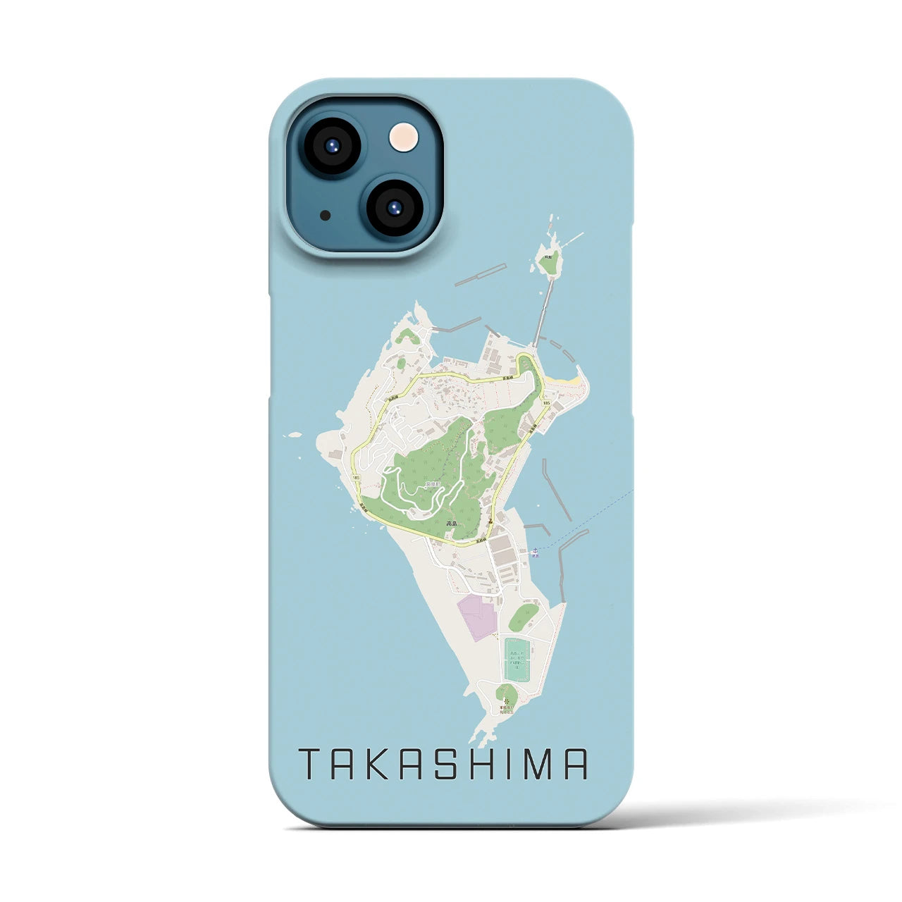 【高島（長崎県）】地図柄iPhoneケース（バックカバータイプ・ナチュラル）iPhone 13 用