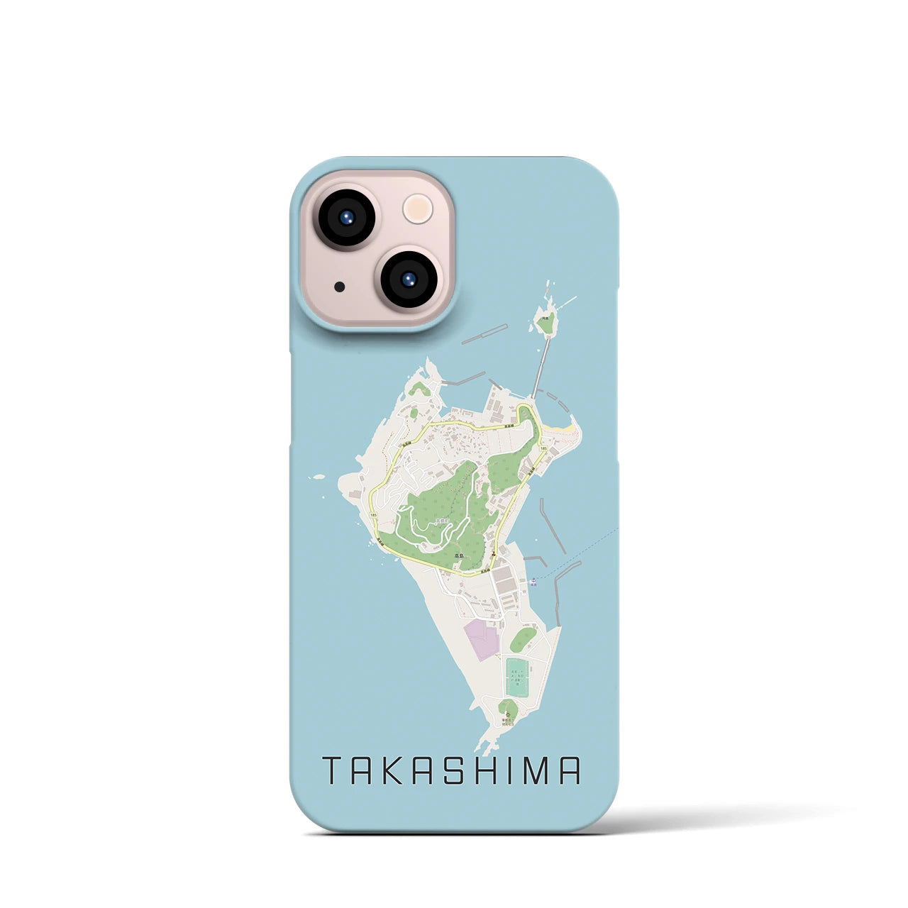【高島（長崎県）】地図柄iPhoneケース（バックカバータイプ・ナチュラル）iPhone 13 mini 用