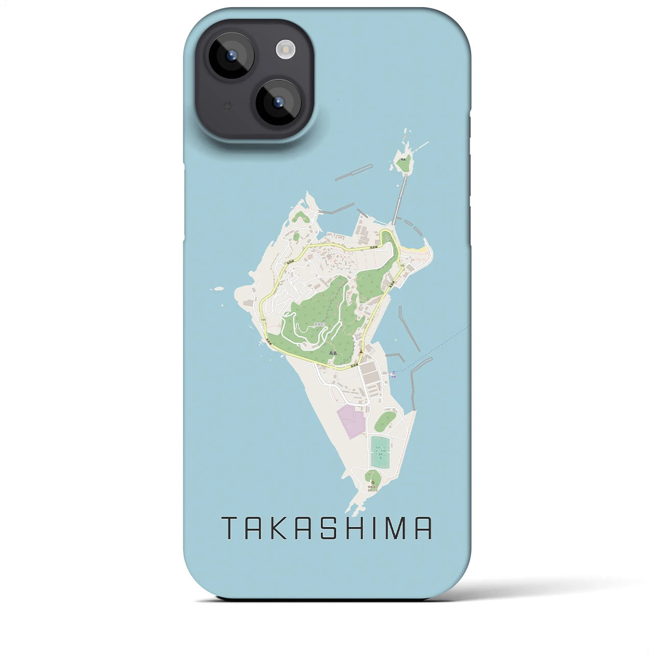 【高島（長崎県）】地図柄iPhoneケース（バックカバータイプ・ナチュラル）iPhone 14 Plus 用