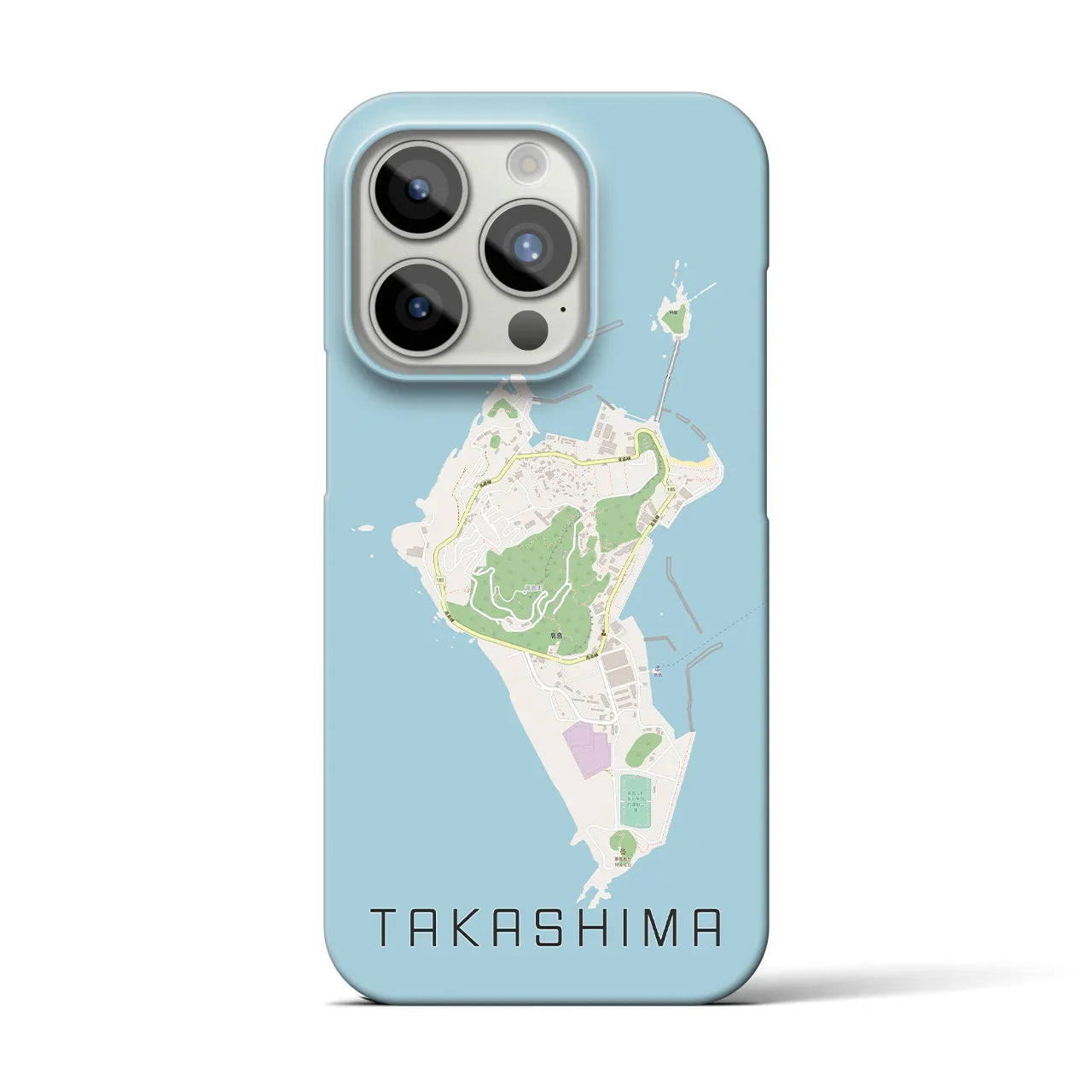 【高島（長崎県）】地図柄iPhoneケース（バックカバータイプ・ナチュラル）iPhone 15 Pro 用