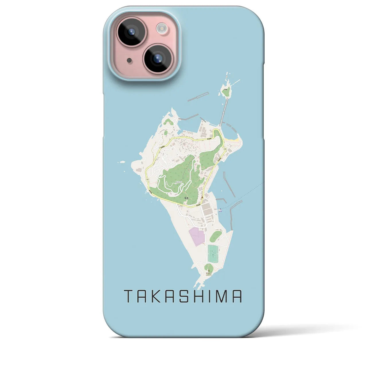 【高島（長崎県）】地図柄iPhoneケース（バックカバータイプ・ナチュラル）iPhone 15 Plus 用