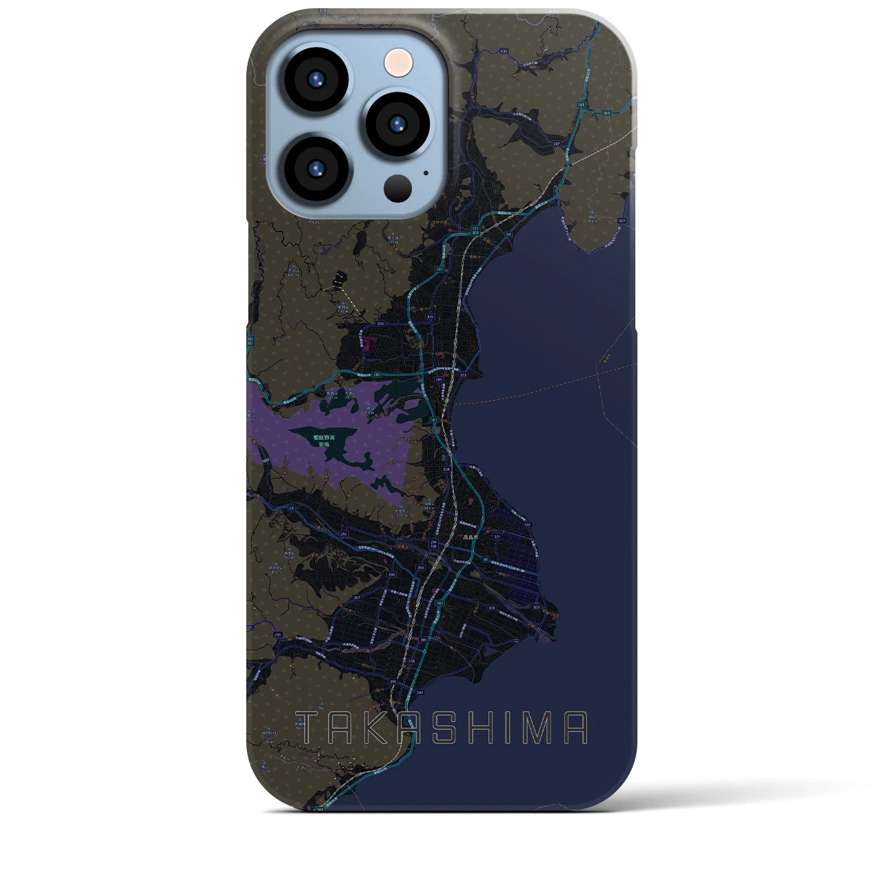 【高島】地図柄iPhoneケース（バックカバータイプ・ブラック）iPhone 13 Pro Max 用
